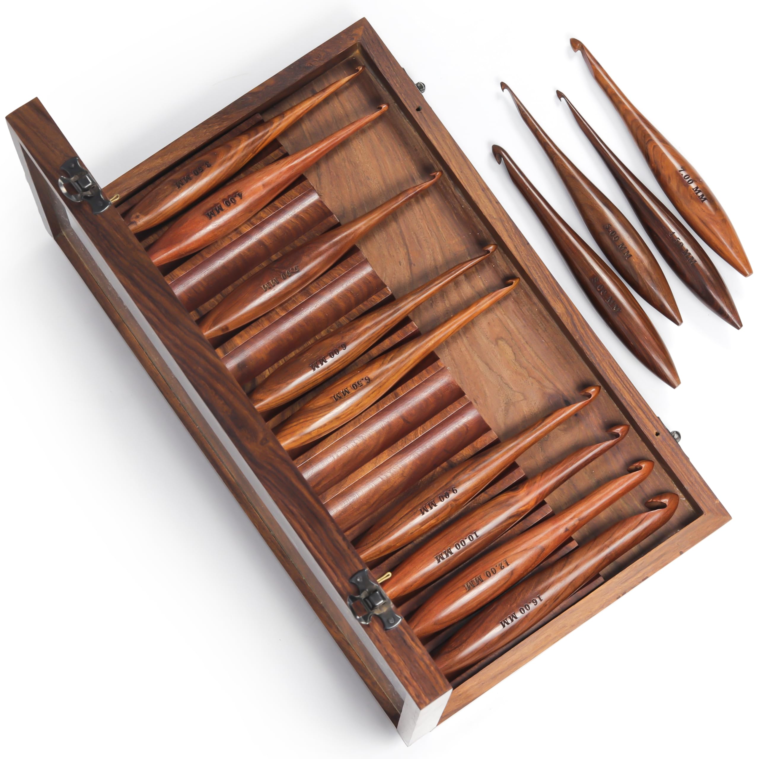 Amazon.com: Rosewood Crochet Box Case with Hooks, Ergonomic Wooden